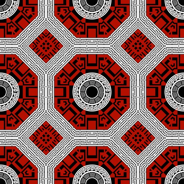 Tribal Etnische Rood Zwart Wit Naadloos Patroon Decoratieve Abstracte Moderne — Stockvector