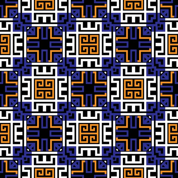 Geometrisches Buntes Nahtloses Griechisches Muster Vektor Ornamentalen Stammes Ethnischen Hintergrund — Stockvektor