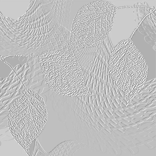 Texturizado Floral Hoja Patrón Sin Costuras Grunge Textura Relieve Ornamental — Vector de stock