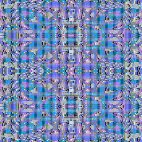 Gestructureerde Vierkanten Naadloos Patroon Violet Blauwe Kleuren Elegantie Mozaïek Lichte — Stockvector