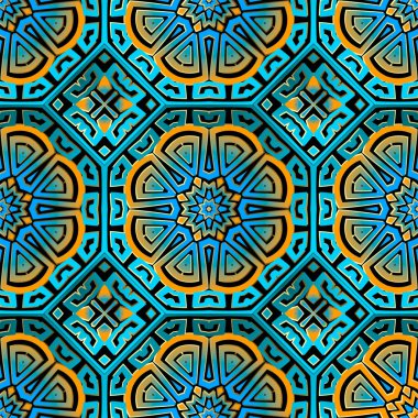 Yunan vektörü kusursuz desen. Kabile soyut geçmişini tekrar et. Yunan anahtarı, gezgin etnik tarz çiçek süsü. Geometrik dekoratif modern tasarım. Sonsuz renkli arkaplanı tekrarla. Moda tasarımı.