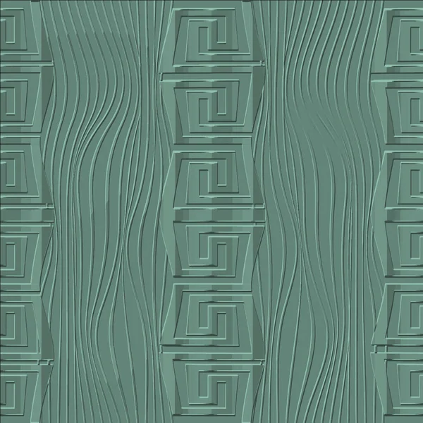 Strukturované Vlnové Linie Řecké Bezešvé Vzor Abstraktní Ornamentální Reliéfní Okraje — Stockový vektor