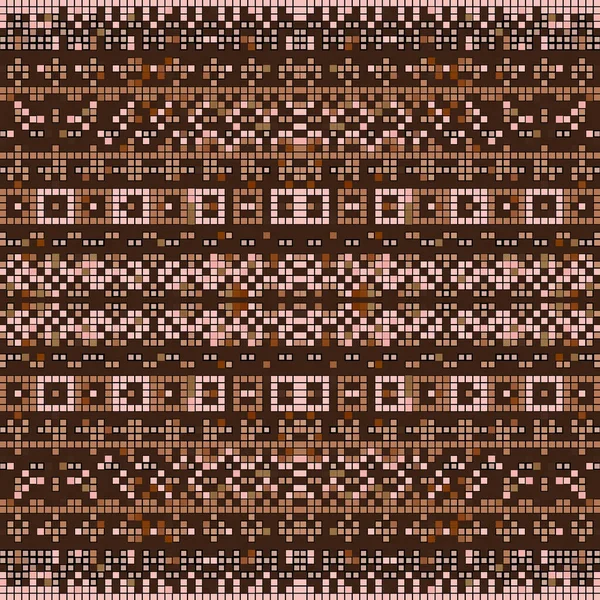Mosaik Färgglada Gränser Sömlös Mönster Digital Pixel Stil Prydnad Vektor — Stock vektor