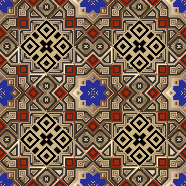 Tribal Etnisch Goud Naadloos Patroon Decoratieve Abstracte Moderne Vectorachtergrond Griekse — Stockvector