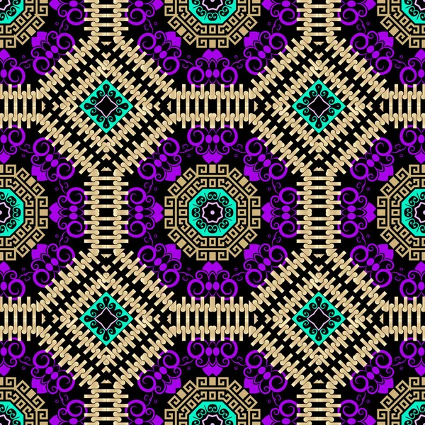 Padrão Sem Costura Vetorial Floral Repita Abstrato Fundo Geométrico Mandalas — Vetor de Stock