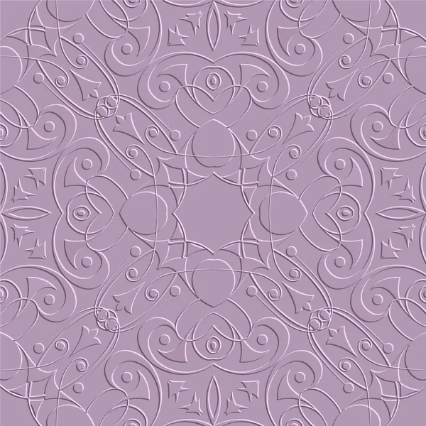 Embossed Vintage Floral Seamless Pattern Elegance Textured Lilac Color Background — Stock Vector