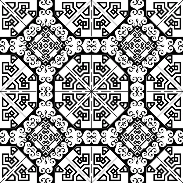 Tribal Ethnic Black White Greek Seamless Pattern Ornamental Abstract Modern — Stock Vector