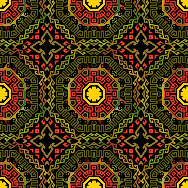 Tribal Étnica Padrão Sem Costura Grego Colorido Ornamental Abstrato Moderno — Vetor de Stock