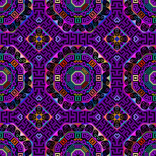 Tribal Étnica Padrão Sem Costura Grego Colorido Ornamental Abstrato Moderno —  Vetores de Stock