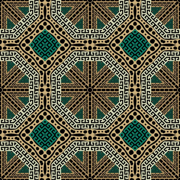 Geometrik renkli, dikişsiz desen. Vektör süsleme etnik geçmişi. Yunanca arka planı tekrarla. Yunanca anahtar, dolambaçlı, geometrik şekilli, sekizgen, eşkenar dörtgen, çerçeve ile soyut modern süs.
