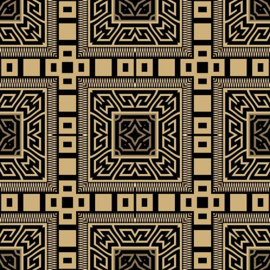 Altın kabile etnik kusursuz desen. Ekose ekoseli arka plan. Yunan anahtarı, avare. Kare çerçeveler, sınırlar, semboller, fermuar, labirentler. Soyut geometrik geleneksel süsler. Sonsuz doku.