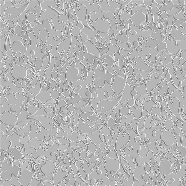 Texturiertes Florales Barock Nahtloses Muster Vektor Geprägter Weißer Hintergrund Wiederholen — Stockvektor