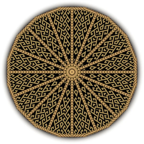 Ronde Tribale Etnische Stijl Gouden Mandala Patroon Moderne Radiale Ornamenten — Stockvector