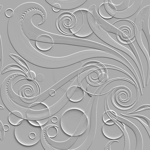 Floral Beautiful Seamless Pattern White Embossed Vector Background Relief Emboss — стоковый вектор