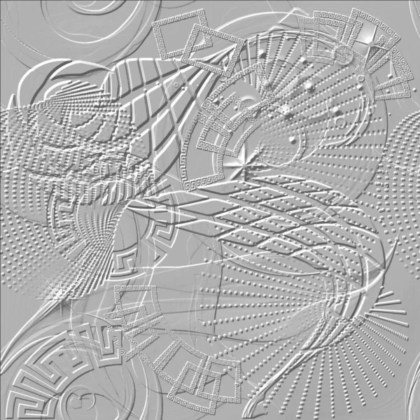 Geometric Textured Seamless Pattern Embossed Grunge Modern White Background Vector — Vector de stock
