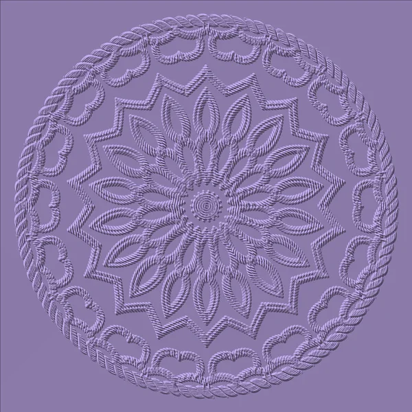 Tapestry Style Floral Mandala Pattern Textured Embroidery Lilac Vector Background — Image vectorielle