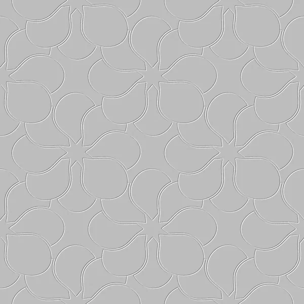 White Textured Floral Seamless Pattern Embossed White Vector Background Surface — Stockvector