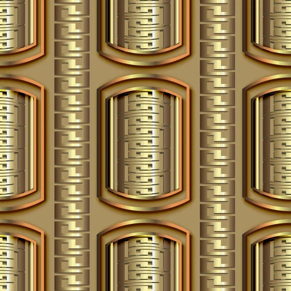 Gold Greek Seamless Pattern Vector Ornamental Geometric Deco Background Repeat — стоковый вектор