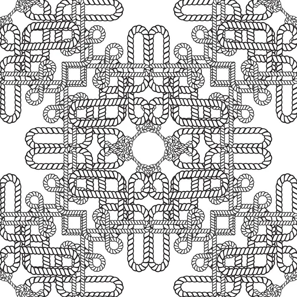 Twisted Ropes Black White Seamless Pattern Intricate Ornamental Knots Background — ストックベクタ