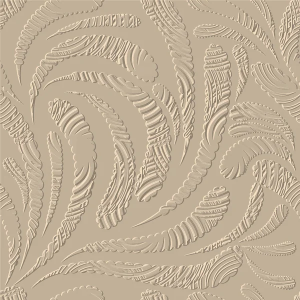 Textured Emboss Floral Paisley Seamless Pattern Surface Ornamental Embossed Vector — Stok Vektör