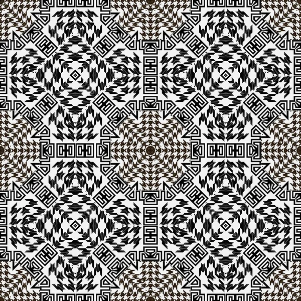 Houndstooth Black White Seamless Pattern Vector Ornamental Background Modern Hounds — Wektor stockowy