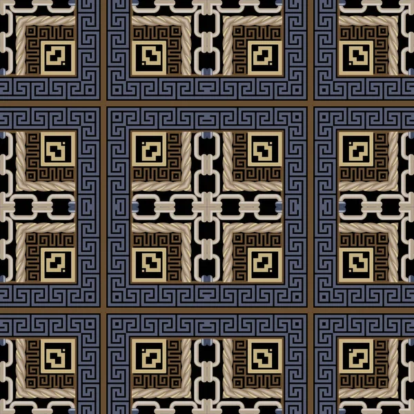格子格子格子格子格子格子格子图案 重复一下希腊的装饰背景 民族风格典雅多彩的装饰品 带有链条 正方形 条纹的几何现代设计 — 图库矢量图片