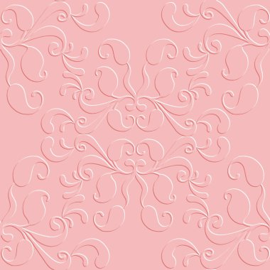 3 boyutlu kabartma desenli Paisley dikişsiz desen. Kabartmalı pembe çiçekli arka plan. Yüzey, folklorik arka planı tekrarlıyor. Kabartma desenli çiçek desenleri süsü. Kabartma efektli rahatlama grunge dokusu.