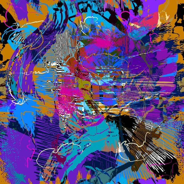 Різнокольорові Пензлі Люки Каракулі Безшовні Візерунки Плямистий Брудний Яскравий Векторний — стоковий вектор