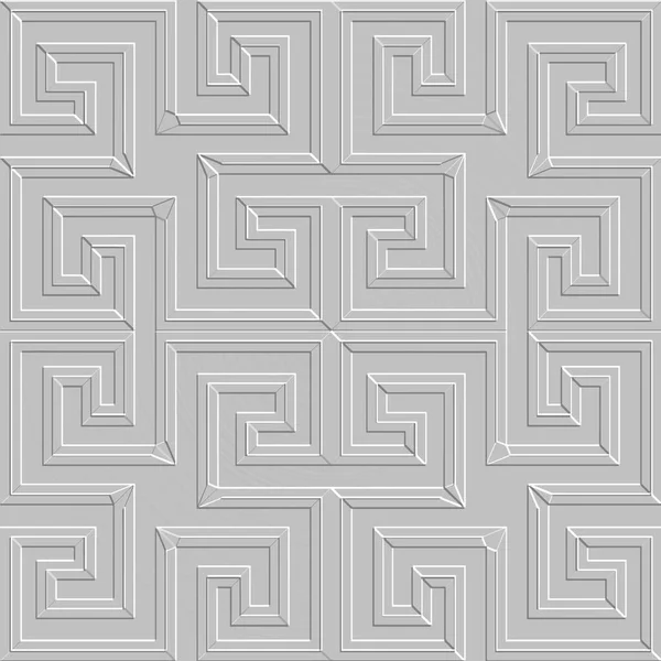 ギリシャ大使3Dシームレスなパターン 白の背景を強調したレリーフ ギリシャ語のキーは 表面幾何学的な装飾を意味する 要約テクスチャの背景を繰り返します 無限の質感を強調します モダンな華やかなデザイン — ストックベクタ