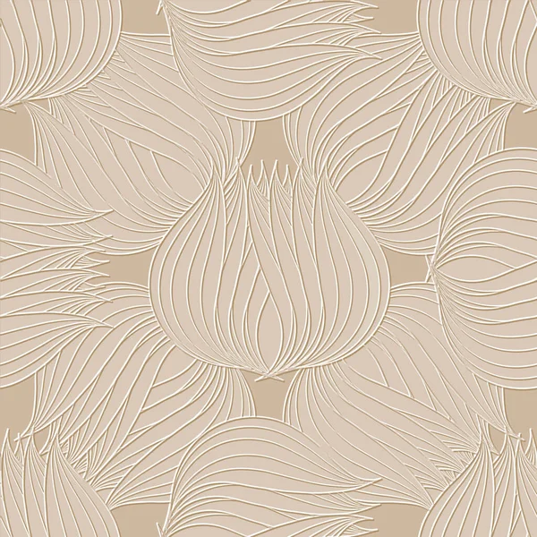 Ligne Florale Texturée Tracé Art Motif Sans Couture Ornement Beau — Image vectorielle