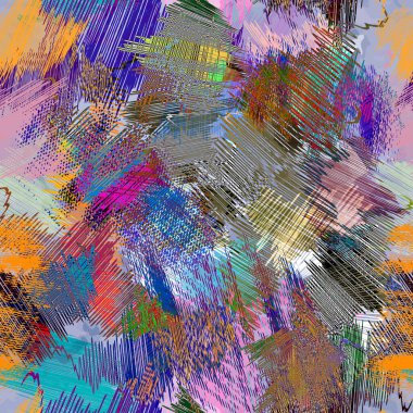 Renkli kapaklar elle çizilmiş, pürüzsüz desen. Arka planda suluboya lekeler var. Kirli kuluçkaya yatma arkaplanı. Pürüzlü kapak hatları süs eşyası gibi. Moda soyut tasarımı. Sonsuz doku.