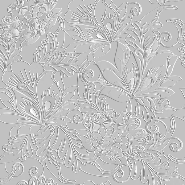 Texturé Floral Lignes Motif Sans Couture Fond Grunge Blanc Gaufré — Image vectorielle