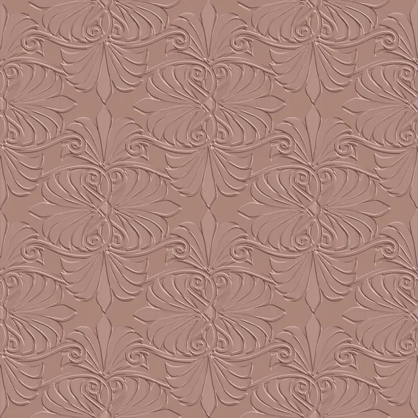 Gaufré Motif Floral Grec Sans Couture Belles Fleurs Texturées Relief — Image vectorielle