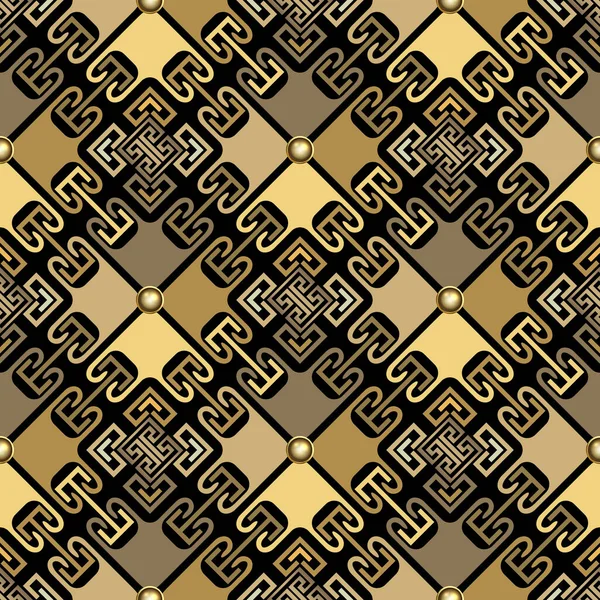 Traditional Greek Seamless Pattern Gold Ornamental Vector Background Patterned Repeat — Stock vektor