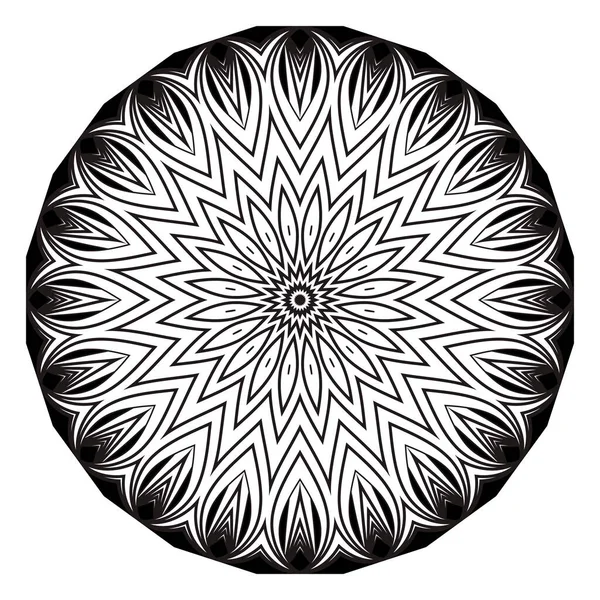 Las Líneas Florecen Zigzag Línea Floral Arte Mandala Patrón Adornos — Archivo Imágenes Vectoriales