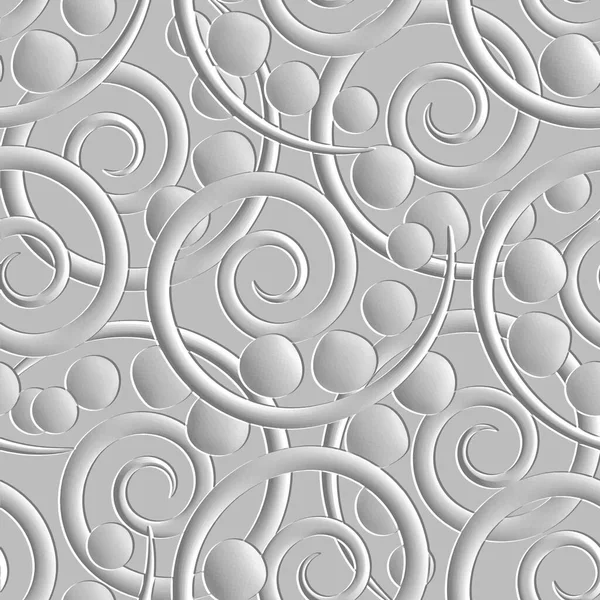 Círculos Espirales Relieve Patrón Sin Costuras Fondo Geométrico Ornamental Vectorial — Vector de stock