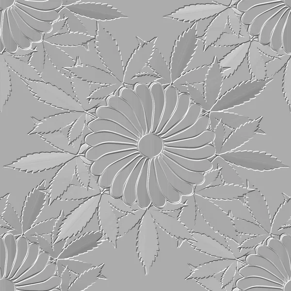 Gaufré Motif Floral Blanc Sans Couture Texturé Beau Fond Relief — Image vectorielle