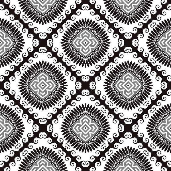 Floral Greek Vector Seamless Pattern Ornamental Wavy Grid Background Repeat — Stock Vector