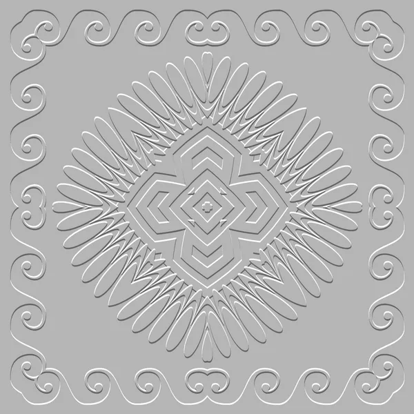 Bloemengrieks Reliëf Naadloos Patroon Gestructureerde Moderne Witte Achtergrond Relief Griekse — Stockvector