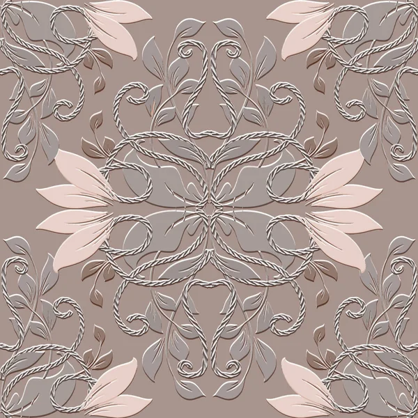 Texturizado Floral Patrón Sin Costura Fondo Relieve Vintage Relieve Flores — Vector de stock