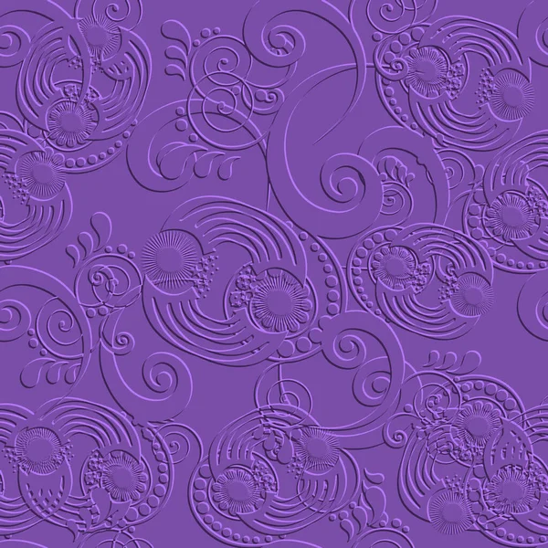 Remolinos Círculos Espirales Relieve Patrón Sin Costuras Texturizado Violeta Vector — Archivo Imágenes Vectoriales