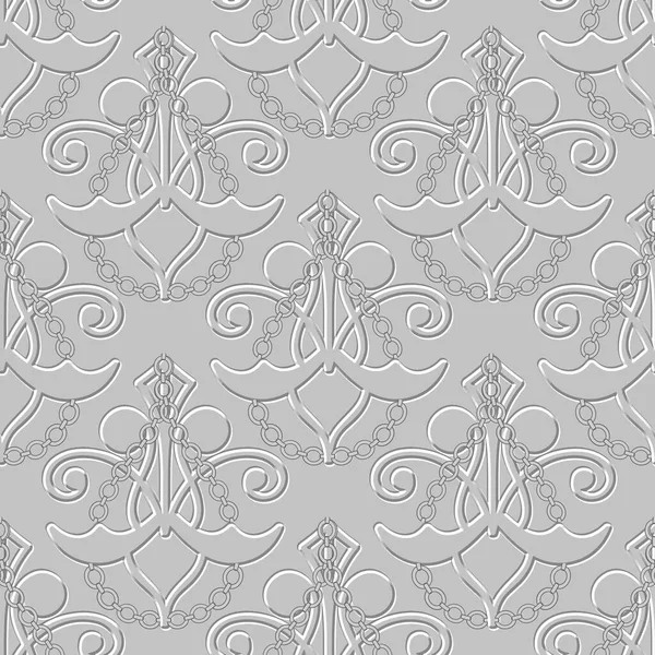 Emboss Seamless Pattern Embossed Vintage White Background Textured Repeat Backdrop — Stock Vector