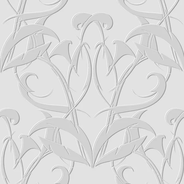 Resumen Floral Relieve Patrón Sin Costuras Superficie Ornamental Relieve Fondo — Archivo Imágenes Vectoriales