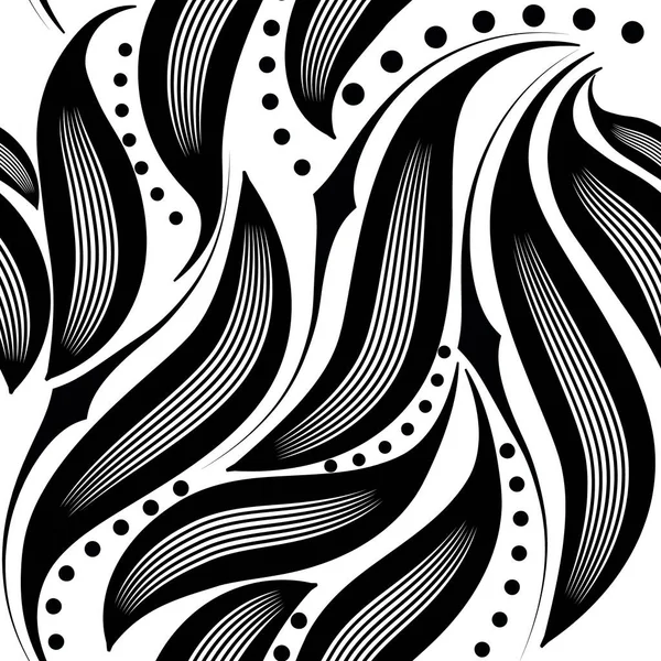 Ручная Черно Белая Цветочная Линия Рисунок Бесшовный Узор Векторное Декоративное — стоковый вектор