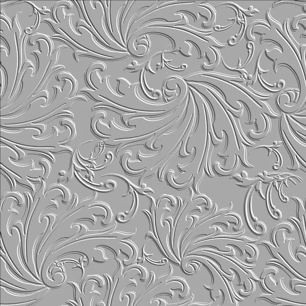 Baroque Textured White Seamless Pattern Damask Floral Embossed Background Relief — ストックベクタ