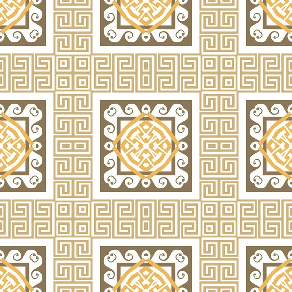 Plaid Tartan Greek Seamless Pattern Ornamental Vector White Background Colorful — 스톡 벡터
