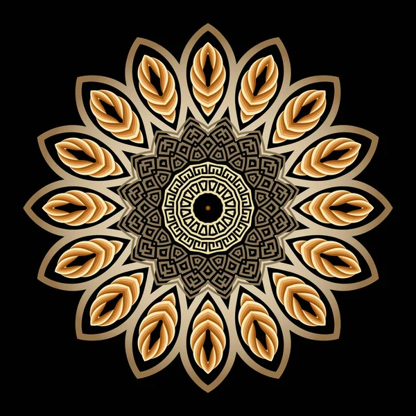 Flower Ethnic Greek Mandala Pattern Floral Colorful Vector Background Fractal — Vector de stock