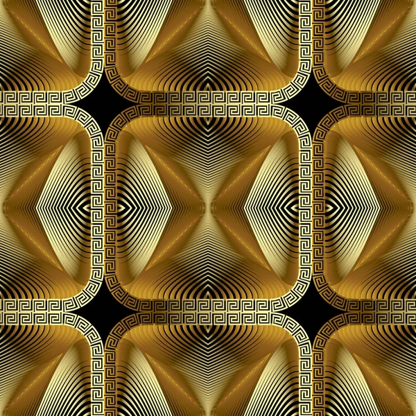 Luxury Gold Fractals Seamless Pattern Ornamental Abstract Lines Trendy Background — ストックベクタ