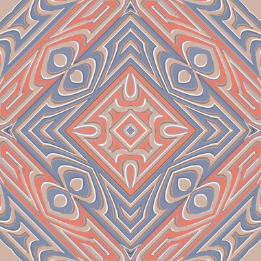 Kabartmalı kabartma 3D kabile etnik kusursuz desen. Kabartmalı geometrik geleneksel arka plan. Yüzey arkaplanını tekrar et. Eşkenar dörtgenle modern süslemeleri, Yunan asalaklarını ferahlat. Sonsuz doku.