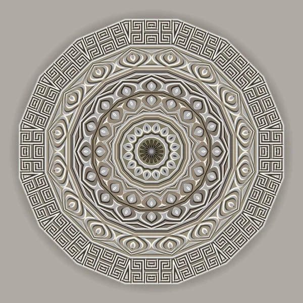 Getextureerd Rond Mandala Griekse Reliëf Vector Achtergrond Emboss Achtergrond Modern — Stockvector